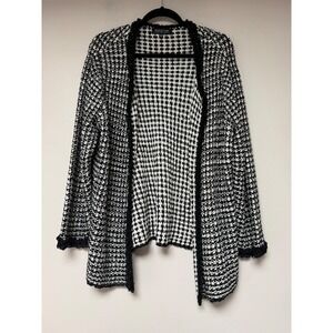 JONES NEW YORK COLLECTION WOMAN Houndstooth‎ Open Front Knit Cardigan Sweater 2X